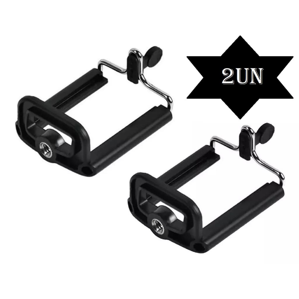 kit 2 Suporte Adaptador Para Celulares Em Tripe Rosca Universal