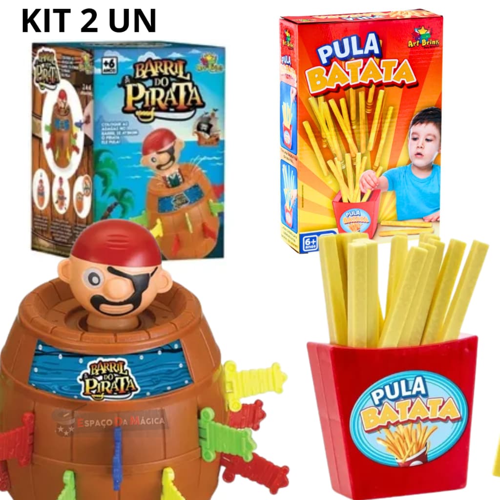 Kit Brinquedo Pula Pirata Grande Infantil + Jogo Pula Batata Puxa Batatinha Brinquedo Criança