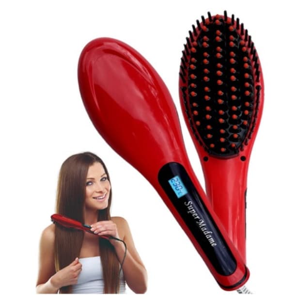 Escova Alisadora Elétrica Modela Alisa Cabelo Portátil