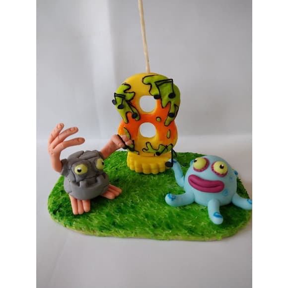Topo De Bolo Aniversário Com Vela My Singing Monsters