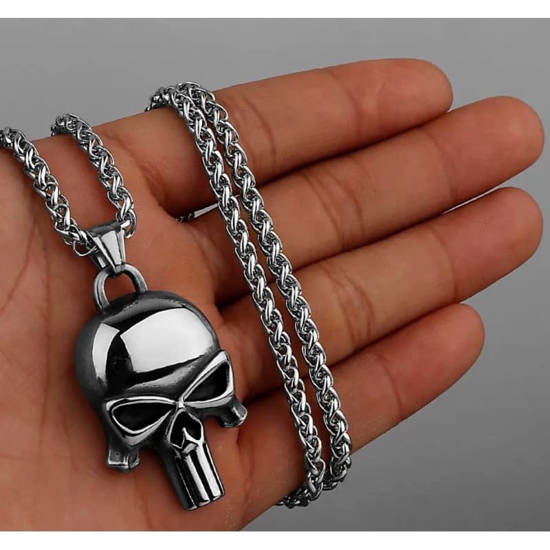 Cordão com Pingente em Aço Inox Punisher Justiceiro Caveira