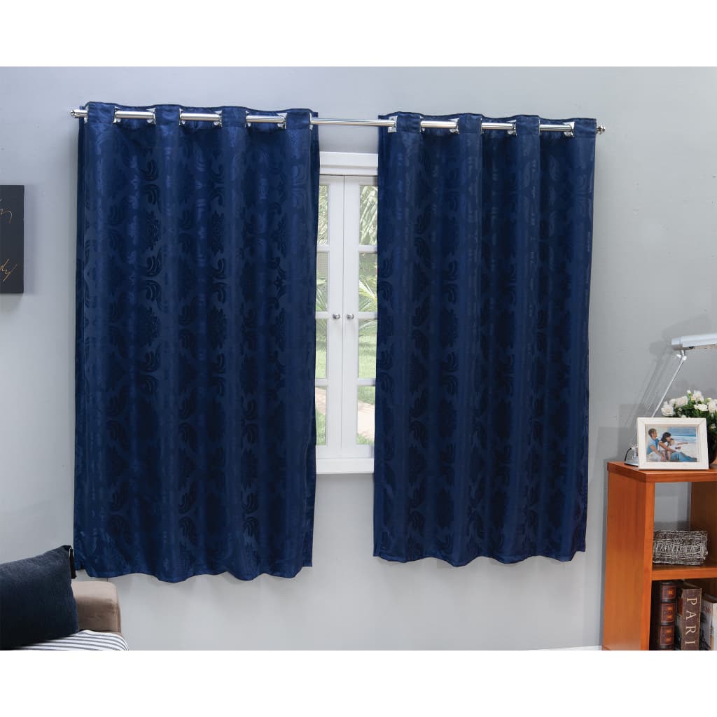 Cortina Sala E Quarto 2,80m X 1,70m Tecido Jacquard Com Ilhos Cromado