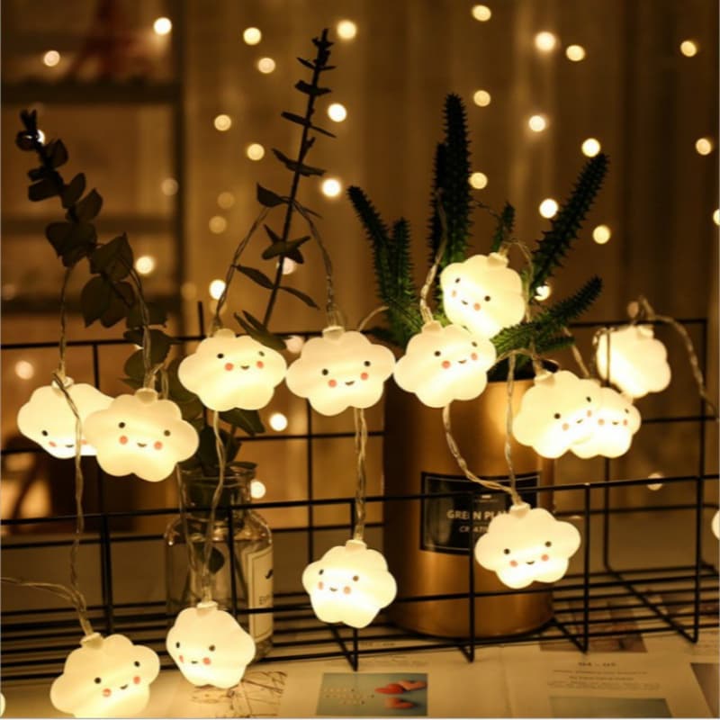 Luminária Nuvem Cordão Fio De Luz 10 Leds Decoração Festa