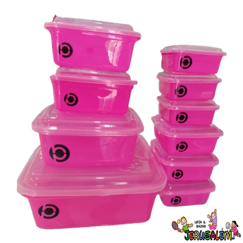 Kit Conjunto de 10 Potes, Quadrado Para Organizar e Guardar Alimentos.