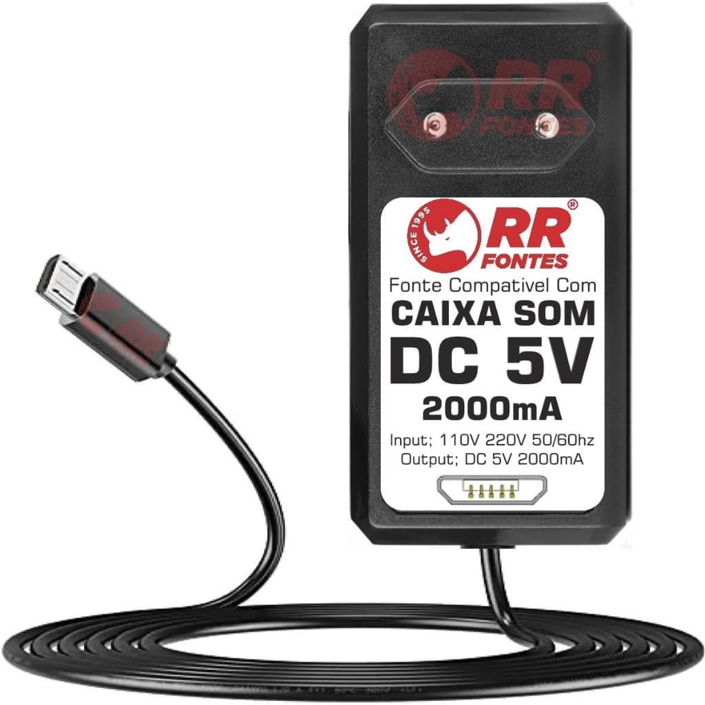 Fonte Carregador DC 5V 2A Para Caixa Amplificada Frahm Micro USB