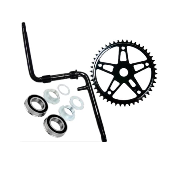Kit Pedivela Monobloco Preto com Coroa e Movimento Central 45mm Rolamento