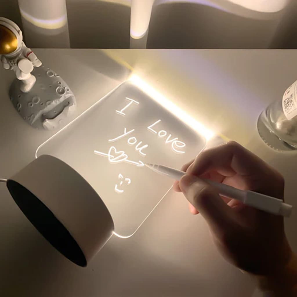 Luminária Abajur 3d De Escrever Tipo Lousa com led e Caneta
