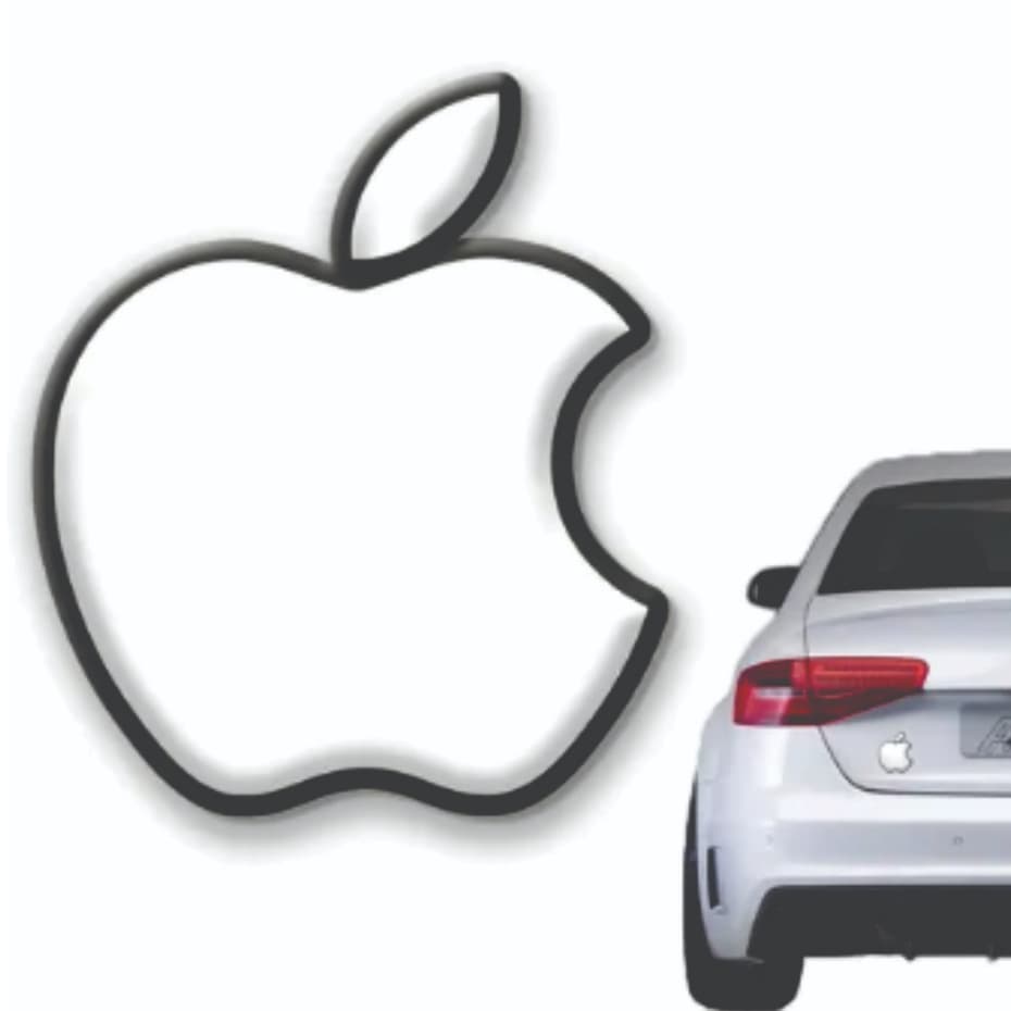 Adesivo em alto relevo Marcas Apple Logo Branco Resinado Carro e Moto
