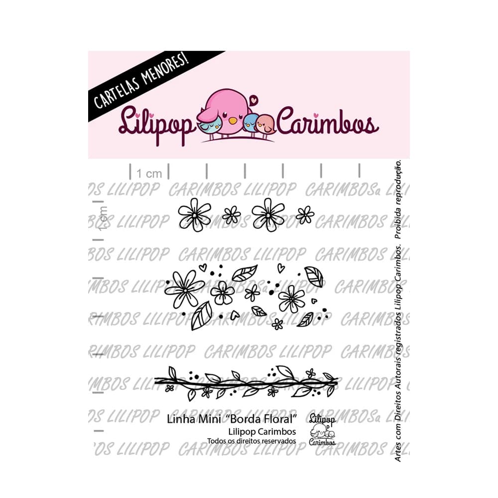 Cartela de carimbos mini borda floral lilipop carimbo