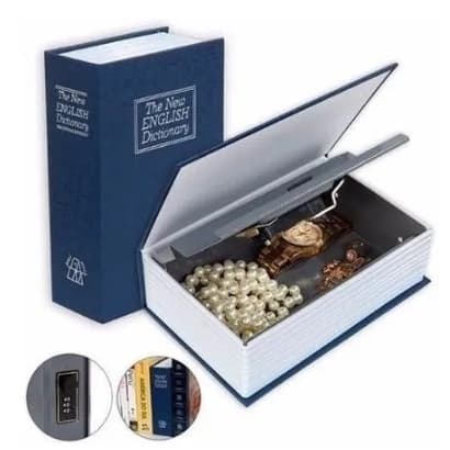 Cofre Camuflado Formato Livro Dicionário 2 Chaves Porta Joias Dinheiro Documentos Cofrinho Falso Metal Discreto