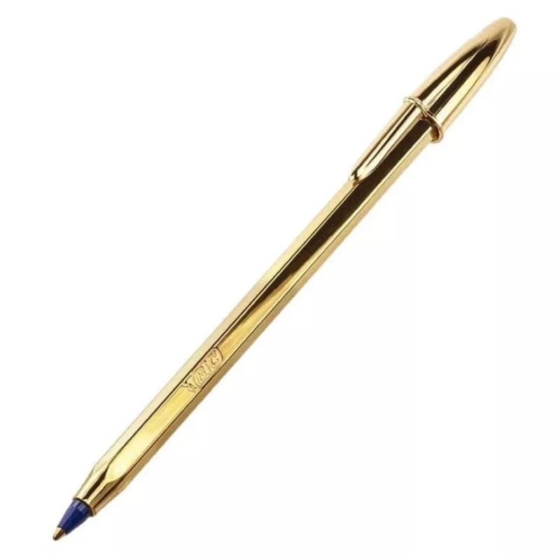 Caneta bic cristal celebration 1.0mm KIT COM 2 UNIDADES dourada ou prata.