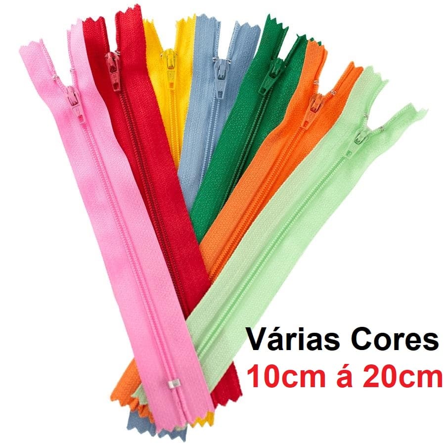 2 UNIDADES Zíper Comum de Nylon Fixo Pequeno Tamanhos 10cm 12cm 15cm 18cm 20cm Várias Cores
