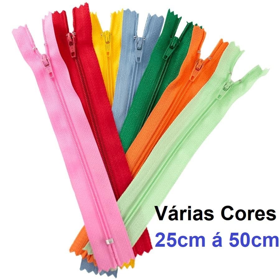 2 UNIDADES Zíper Comum de Nylon Fixo Grande Tamanhos 25cm 30cm 35cm 40cm 50cm Várias Cores