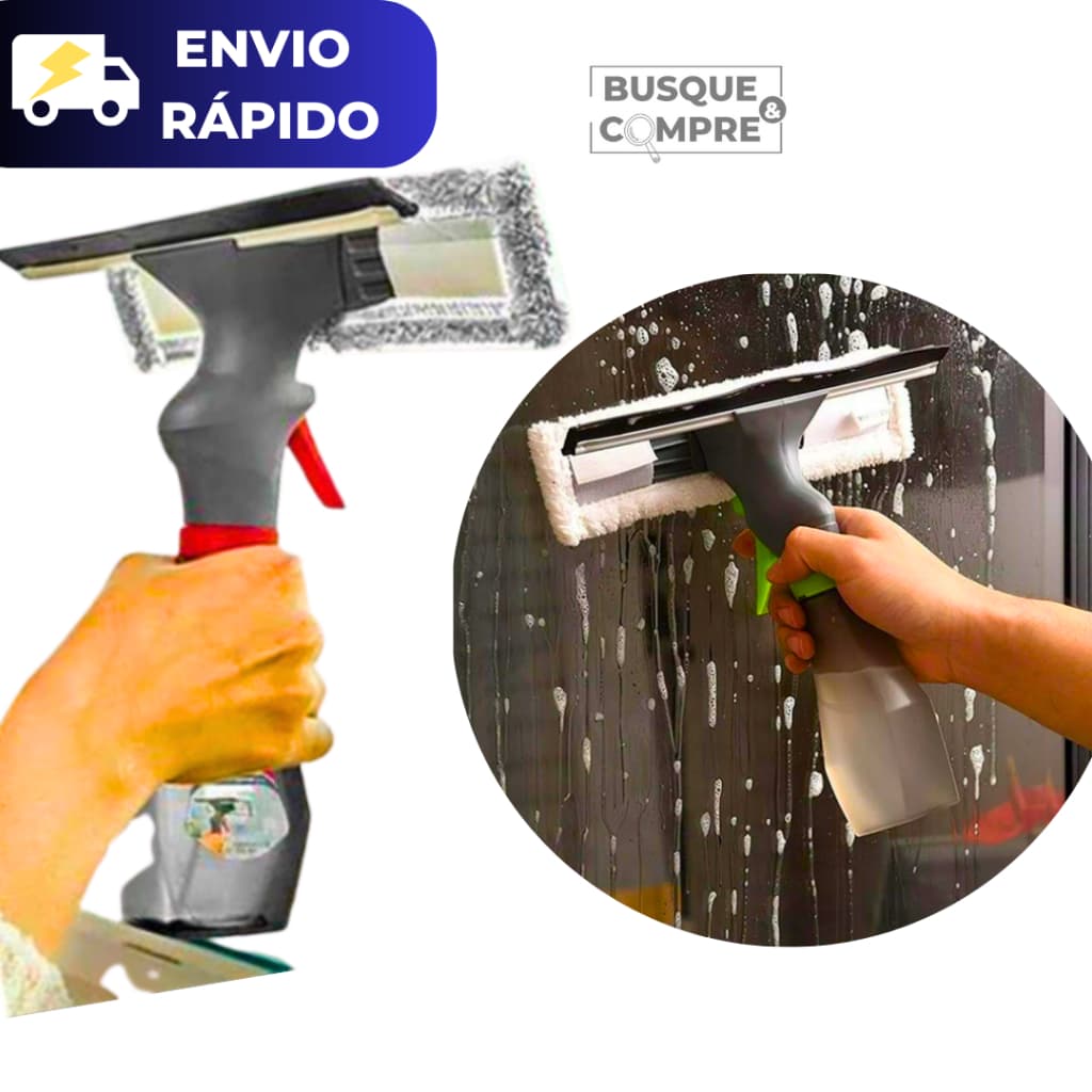 Mini Rodo 3 em 1 com Borrifador Microfibra e Rodinho Limpeza Vidro Limpa e Seca Mop Multiuso Prático