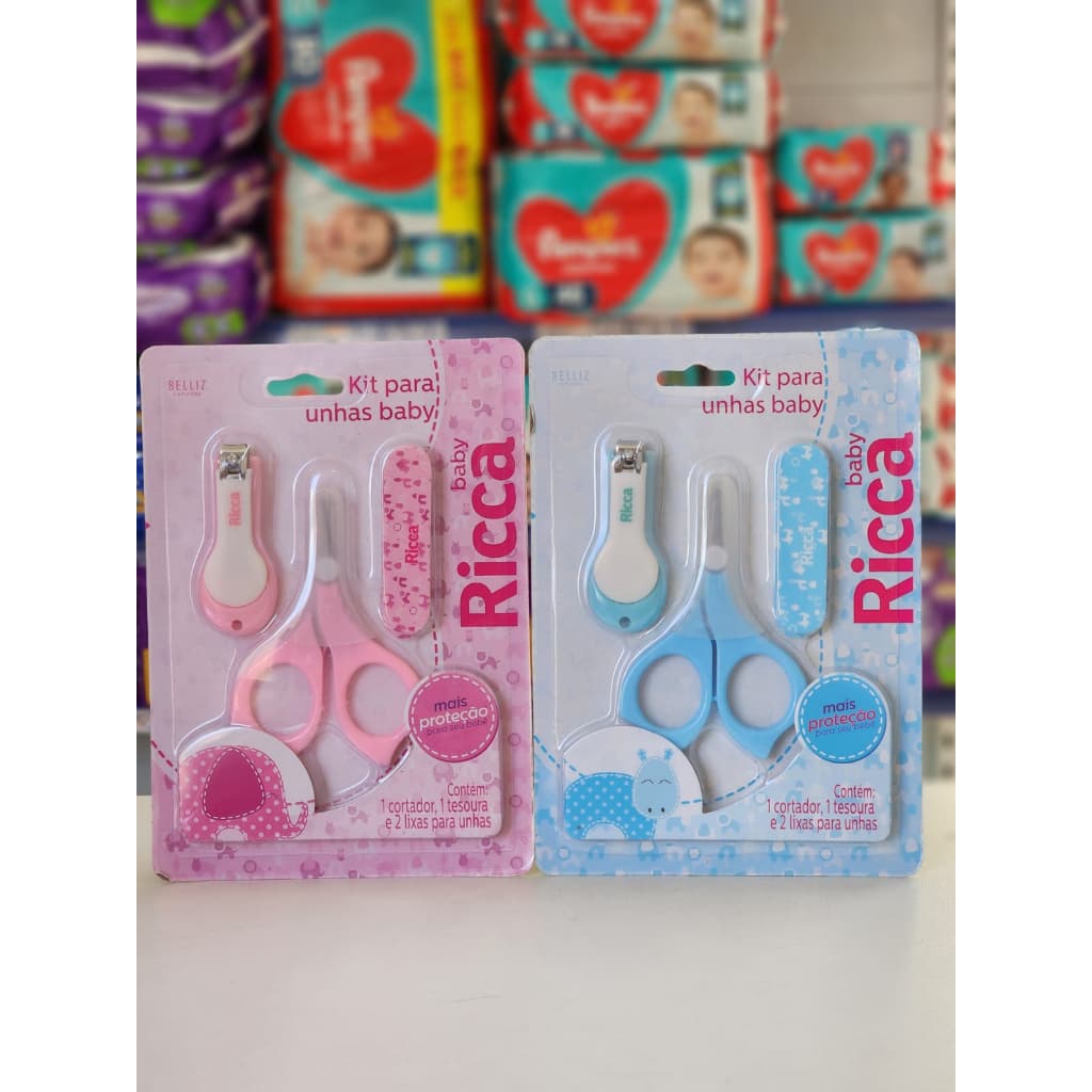 Kit para unhas Baby Ricca (Tesoura, cortador e lixa)