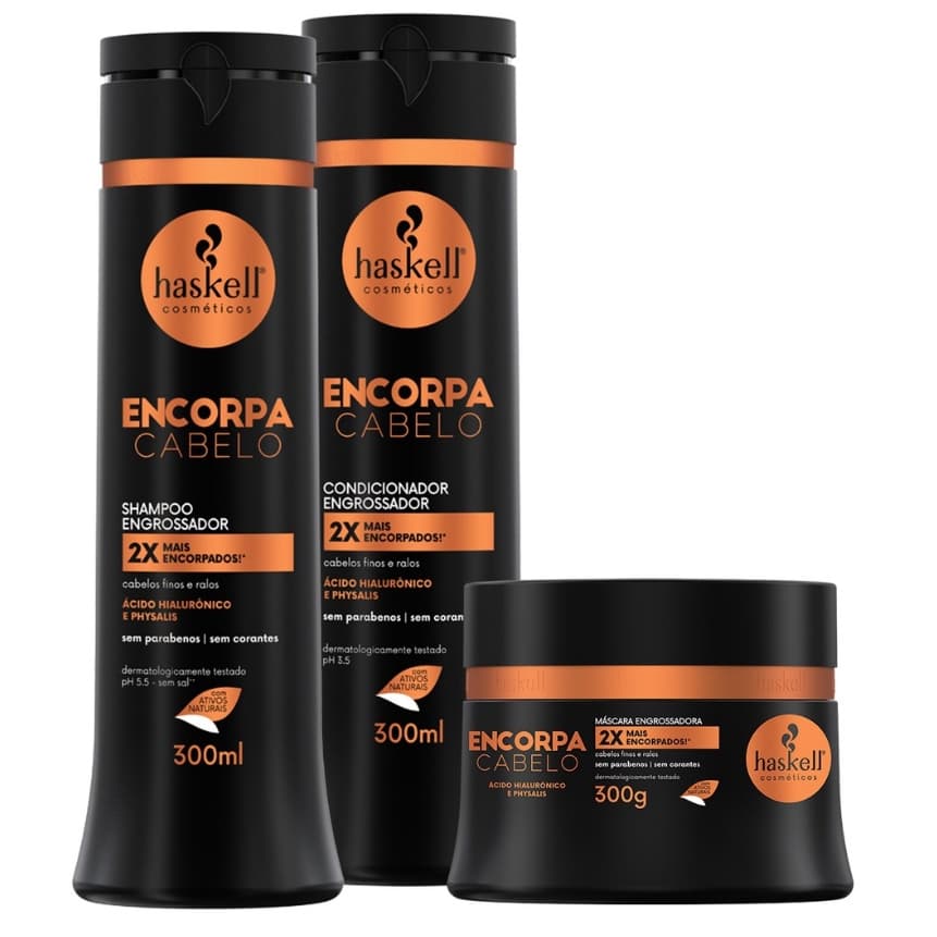 Kit Haskell 3 Itens Encorpa Cabelo Shampoo 300ml + Condicionador 300ml  + Mascara 250gr