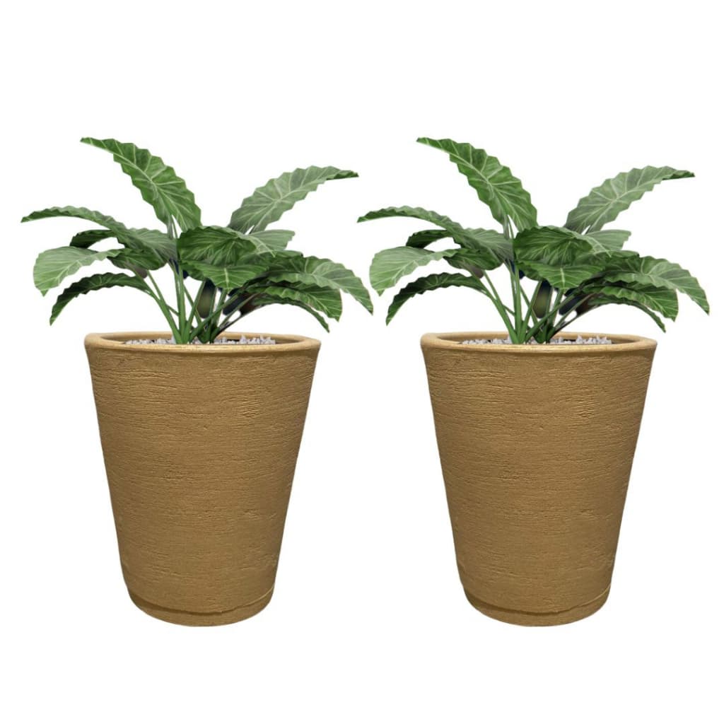 Kit 2 Vasos Polietileno Para Plantas Jardim Sala Casa Luxo Coluna Redonda Cone P Com Prato