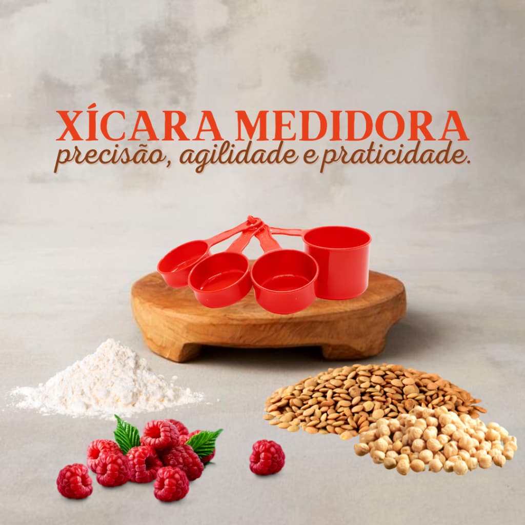 KIT de Xícara Medidora Com 4 Medidas - Cozinha / Confeitaria - VÁRIAS CORES