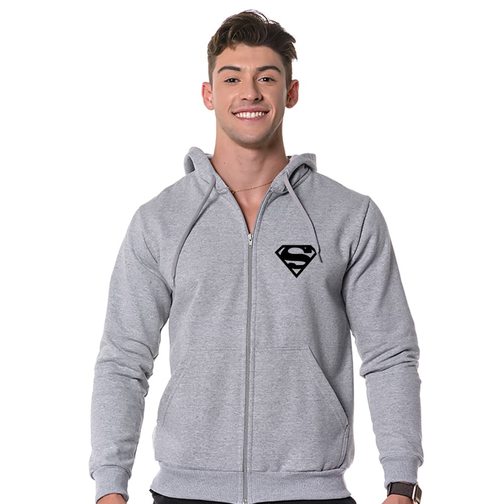 Moletom Masculino Zíper Superman Blusa De Frio Com Capuz
