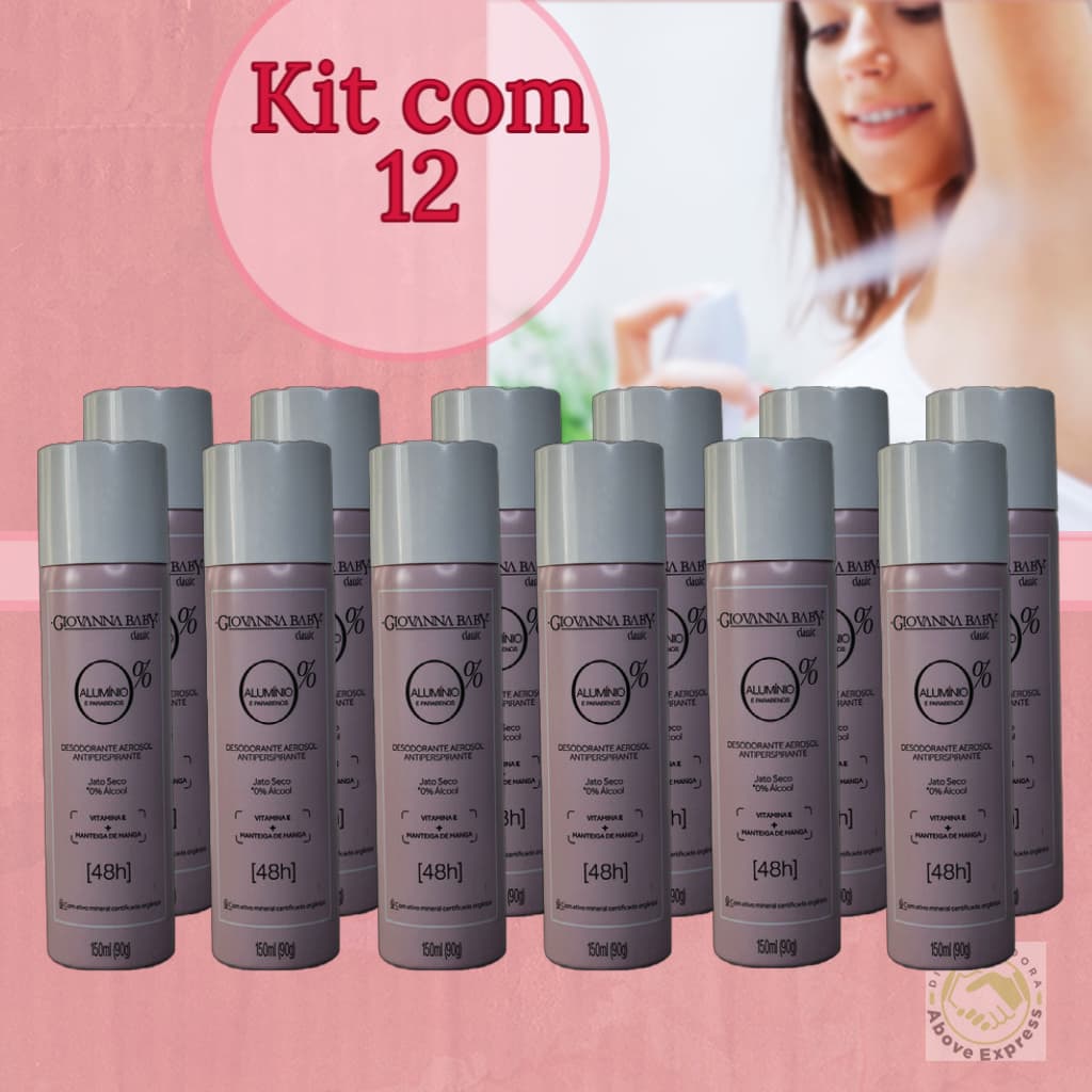 Desodorante Aerosol 0% Aluminio Classic - Giovanna Baby kit c/ 12