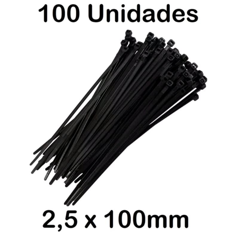 Abraçadeira nylon - enforca gato 2,5x100mm embalagem 100 unidades