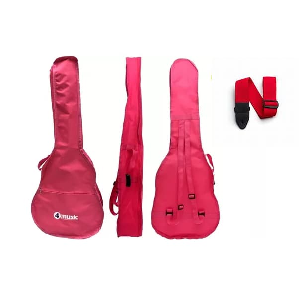 Capa Para Violão Clássico Simples Rosa + Correia Vermelha