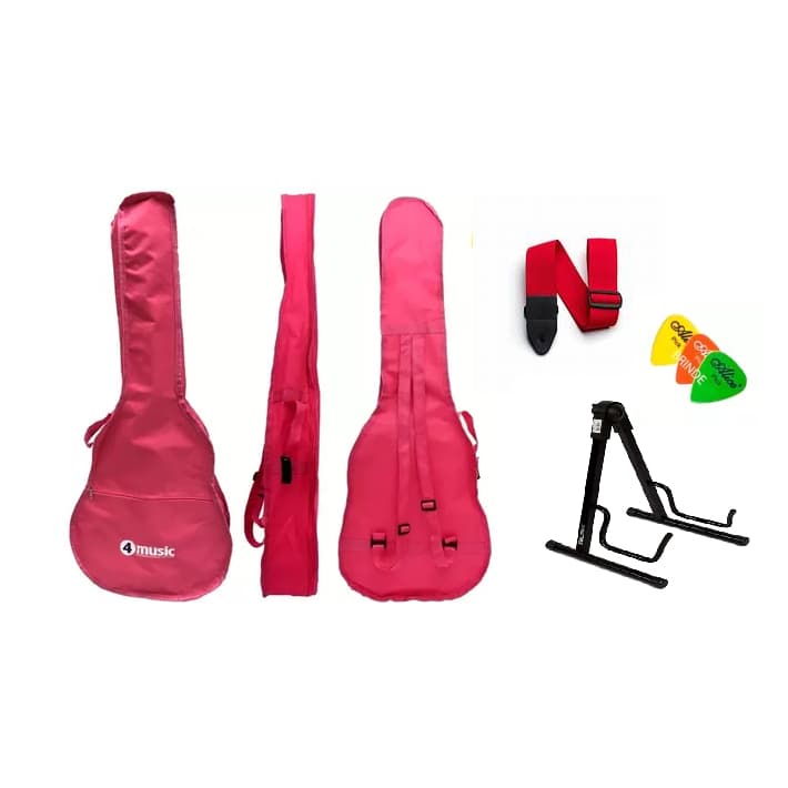 Capa Para Violão Clássico Simples Rosa + Acessórios