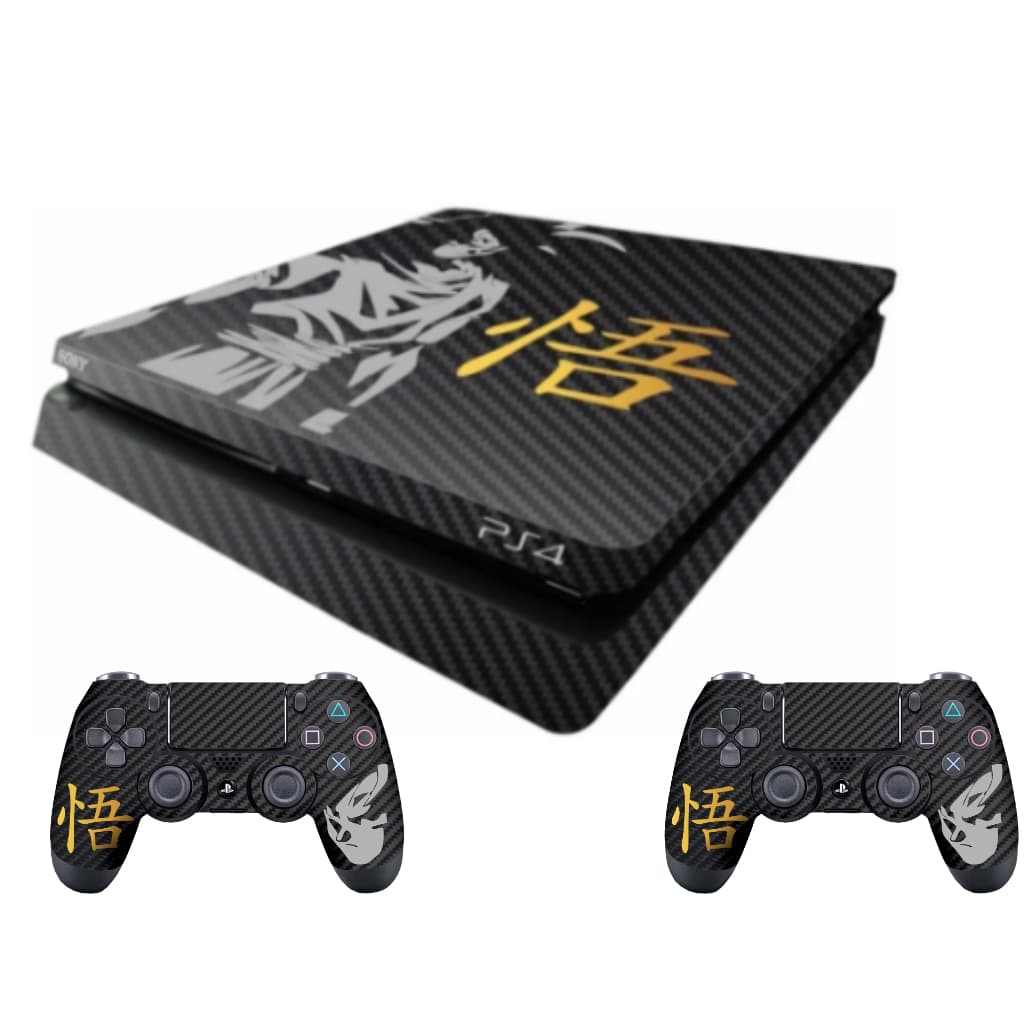 Kit Skin - Adesivo Carbono Compatível com Play 4 Slim Dragonball + 2 Skins Dragonball compativel com os Controles - Transforme o seu Play 4  em uma obra-prima