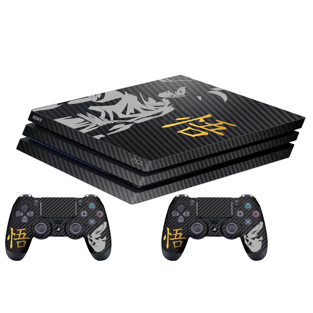 Kit Skin - Adesivo Carbono Compatível com Play 4 PRO - Dragonball + 2 skin Controles