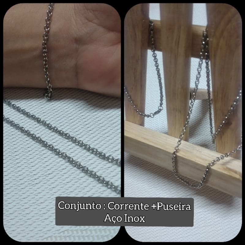 Colar  Corrente 60cm +Pulseira Aço Inox