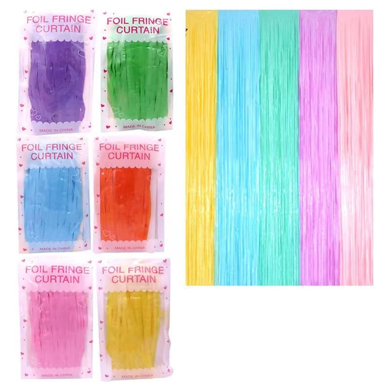 Cortina Fita Metalizada MACARON CANDY Franja Para Festa 2m x 1m Oferta Decoração Varias Cores.