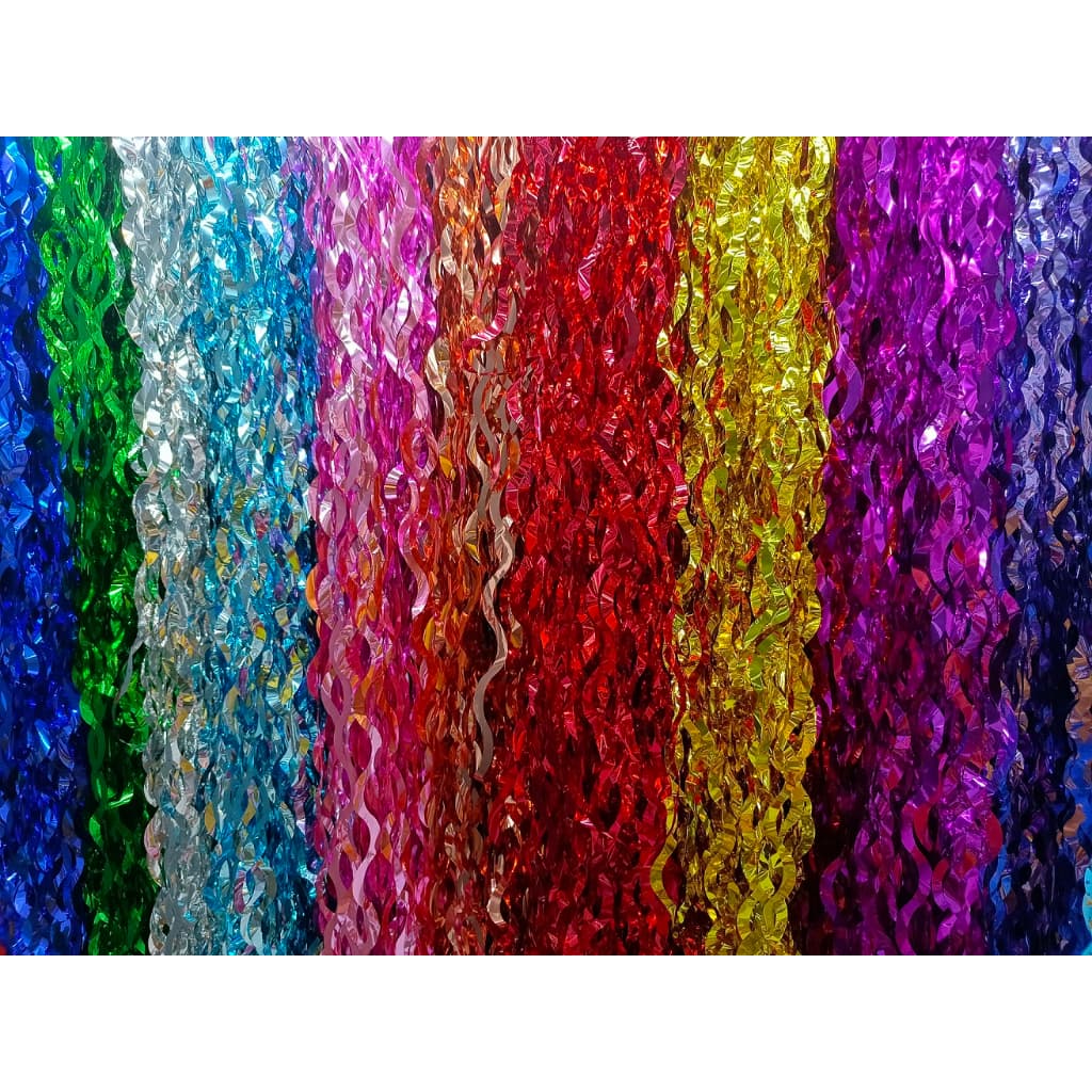 Cortina Fita Metalizada ONDULADA Macarrão Para Festa 2m x 1m Oferta Decoração Varias Cores.