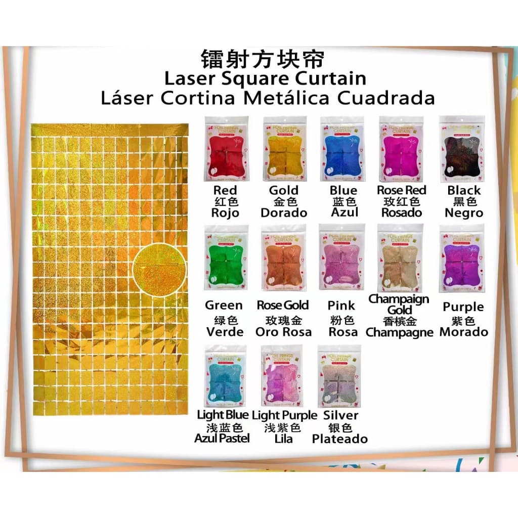 Cortina Metalizada QUADRICULADA  Para Festa 2m x 1m Oferta Decoração Varias Cores.