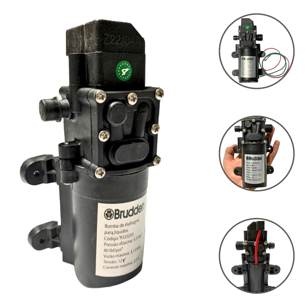 Motor Bomba Diafragma 12vt 3,1L Pulverizador Elétrico 20L SS20B Brudden Peças De Reposição Bomba Costal