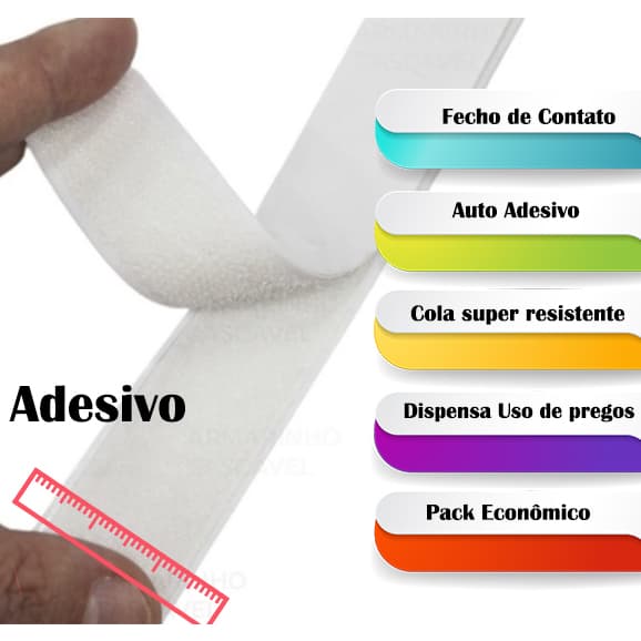 Fecho Contato Auto Adesivo  20mm/50mm Branco a metro Macho e Fêmea tela mosquiteiro