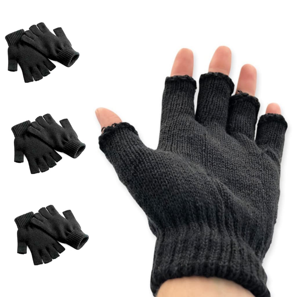 Um Par De Luvas Sem Dedos De Lã Antiderrapante Para o Inverno Frio Unissex