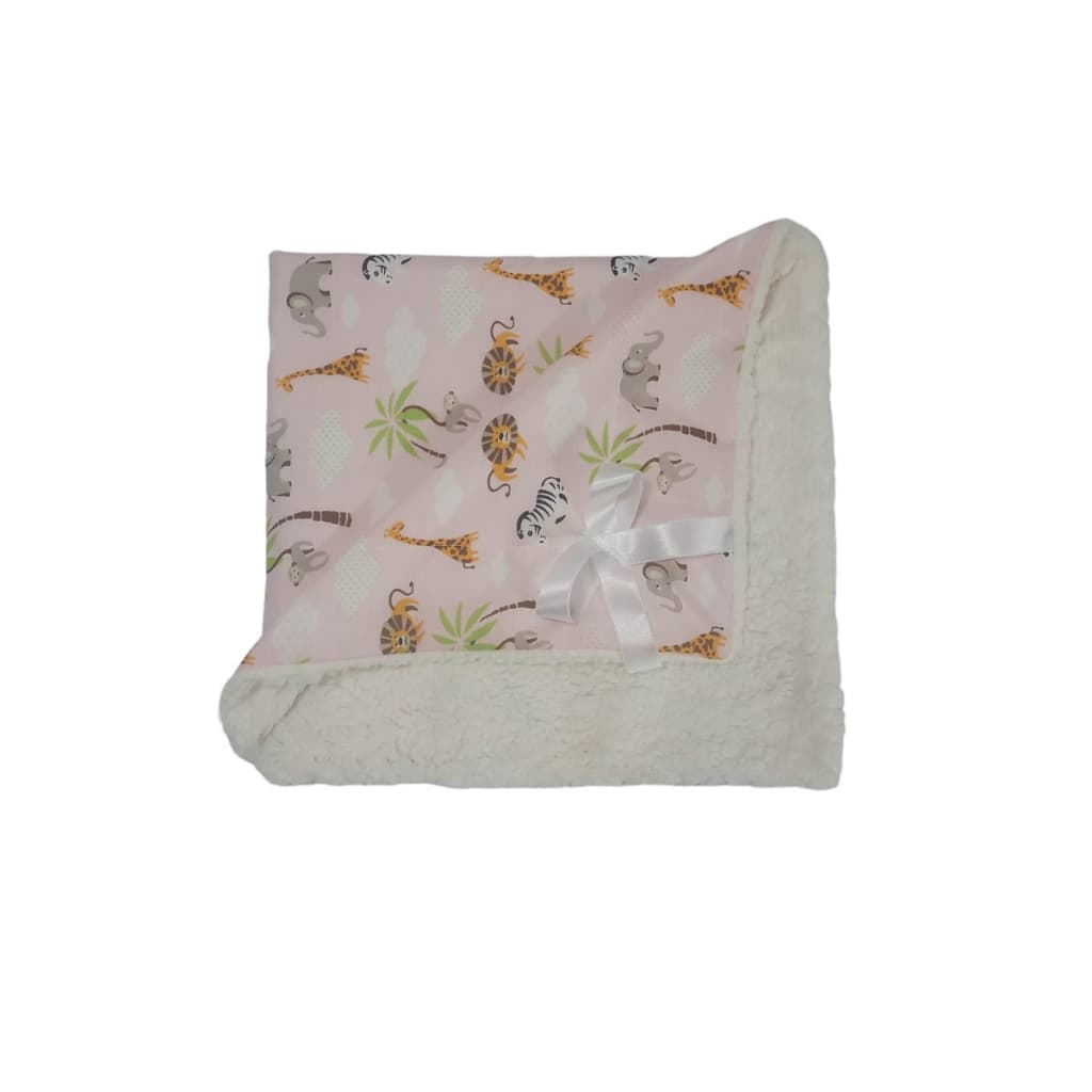 Coberdrom Edredom Infantil De Berço Manta Sherpa Quentinho e macio Safari Rosa