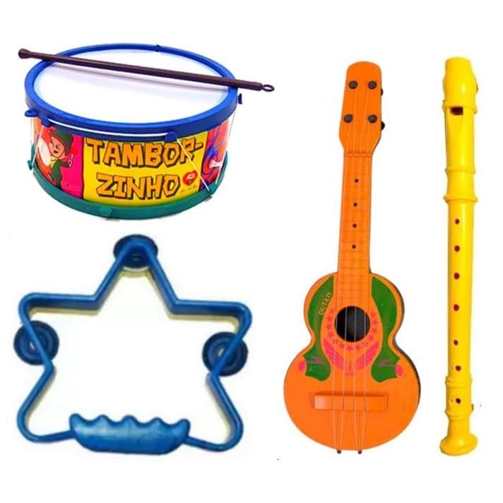 VIOLINHA/VIOLA FLAUTA PANDEIRO TAMBORZINHO BRINQUEDO MUSICAL INFANTIL BRINQUEDOS MUSICALIZAÇÃO KIT MUSICAL