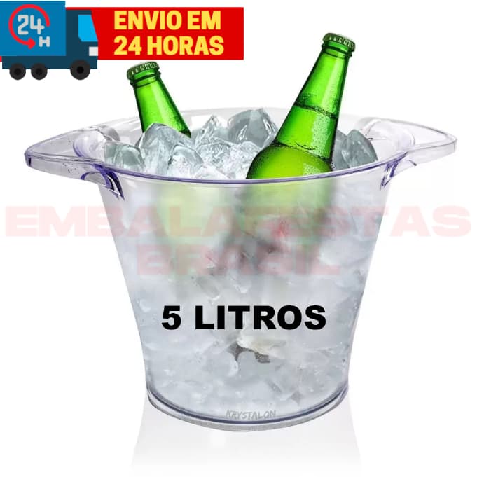 Balde De Gelo Acrílico Cristal 5 Litros Champanheira