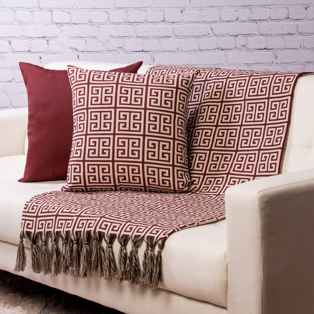 Manta Luxo Para Sofá Poltrona 1,40x2,50  Alta Qualidade Premium Deluxe Jaccard Étnico Vinho