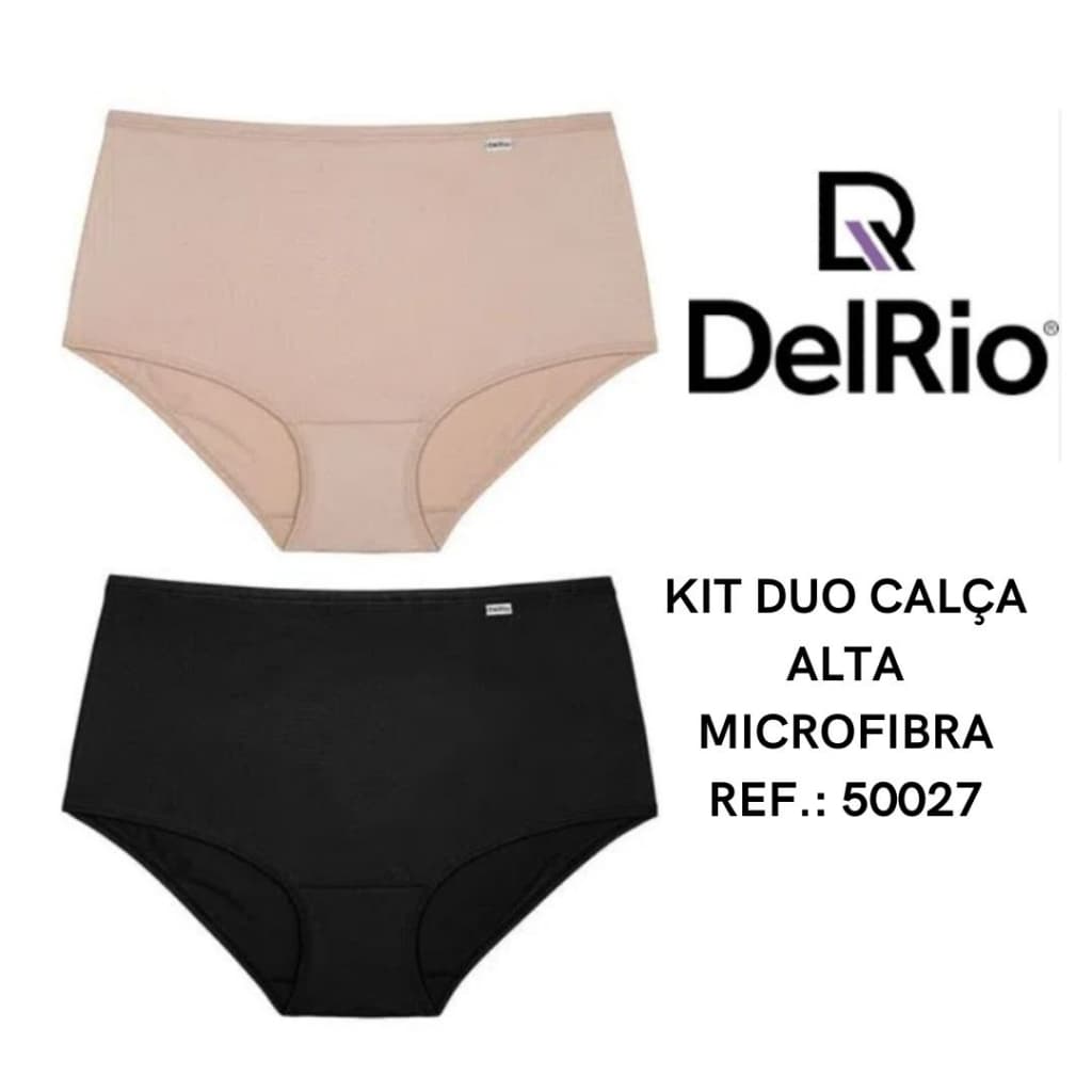 Kit 2 calcinhas lateral larga microfibra cintura alta DelRio 50027