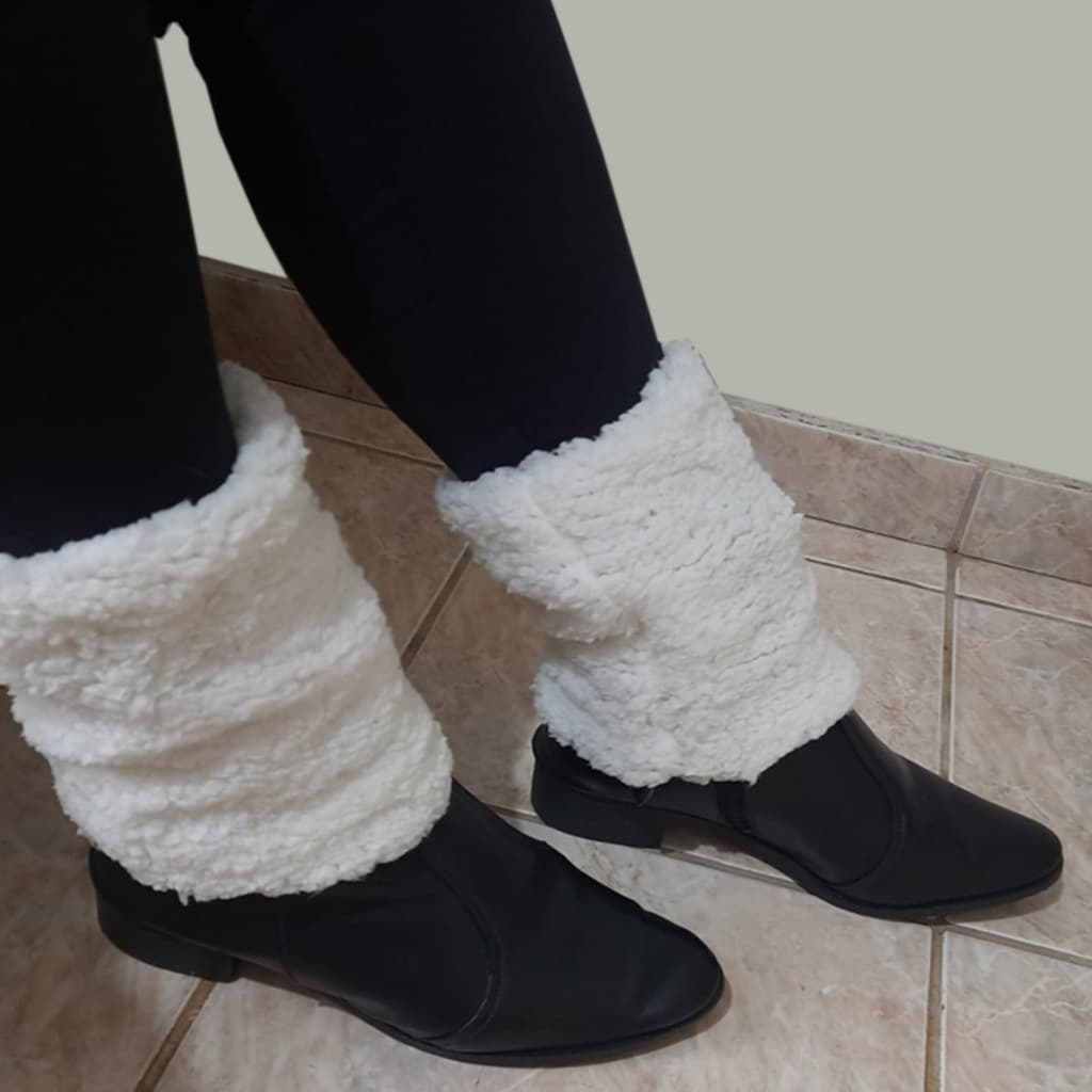 Polaina Peluciada Pelinho Lã Sintética Crneirinho Use com Botas de Inverno