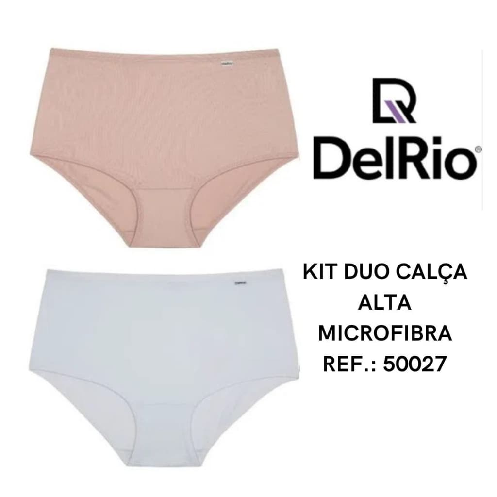 Kit 2 calcinhas lateral larga microfibra cintura alta DelRio 50027