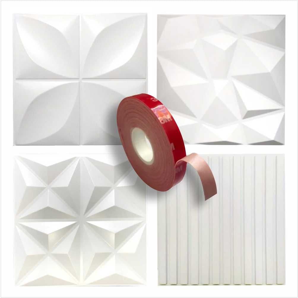 KIT COM 32 PLACAS 3D - 50x50 cm PVC