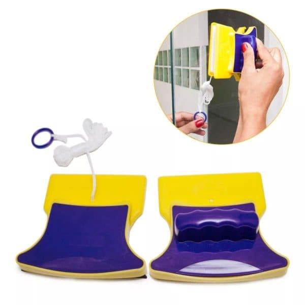 kit 2 Limpador de Vidros Magnético Rodo Mágico Dupla Face Com Super Ímã