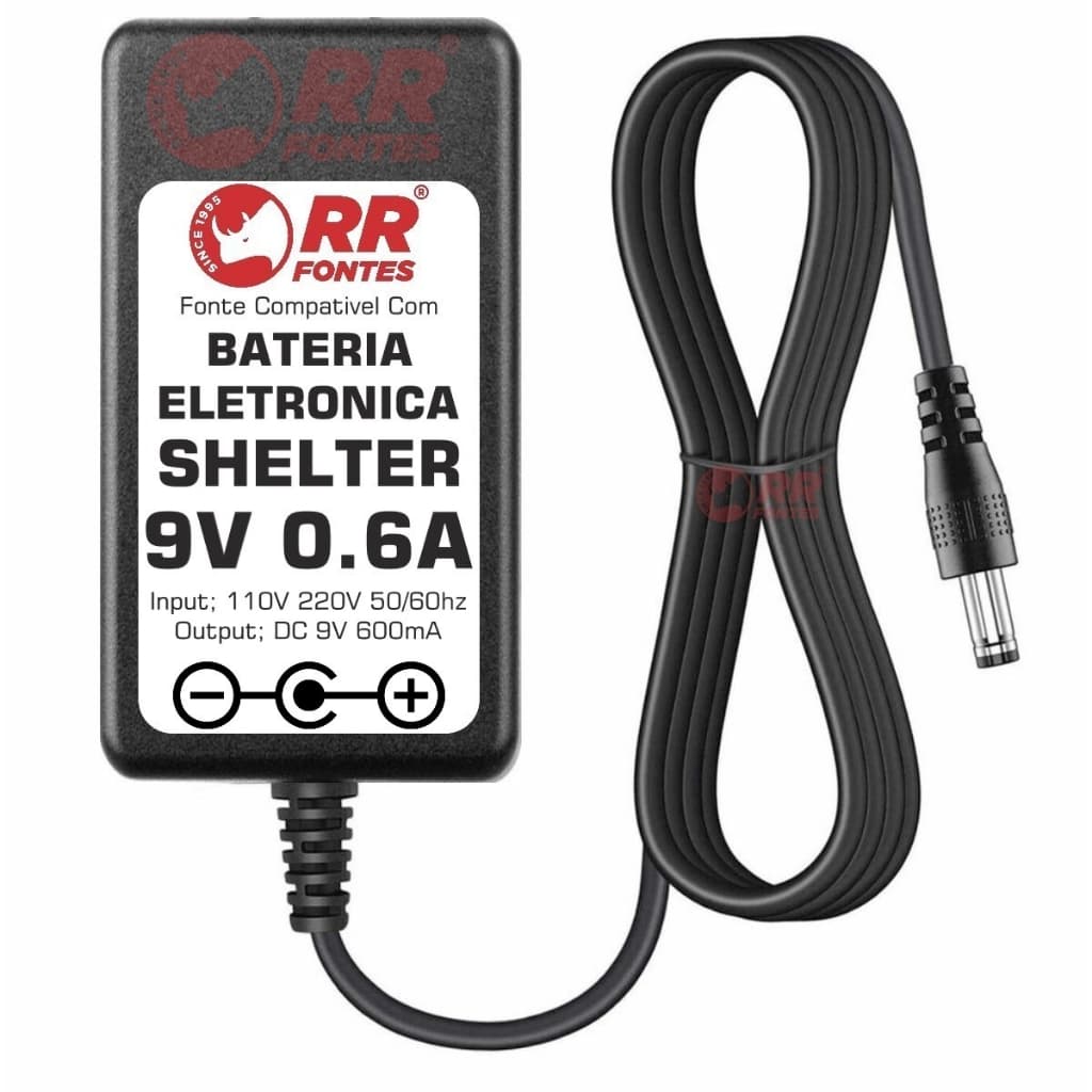 Fonte DC 9v 0,6A Para Bateria Eletronica Shelter