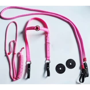 Kit Montaria Cabeçada Rédea Cabresto Rosa Protetor