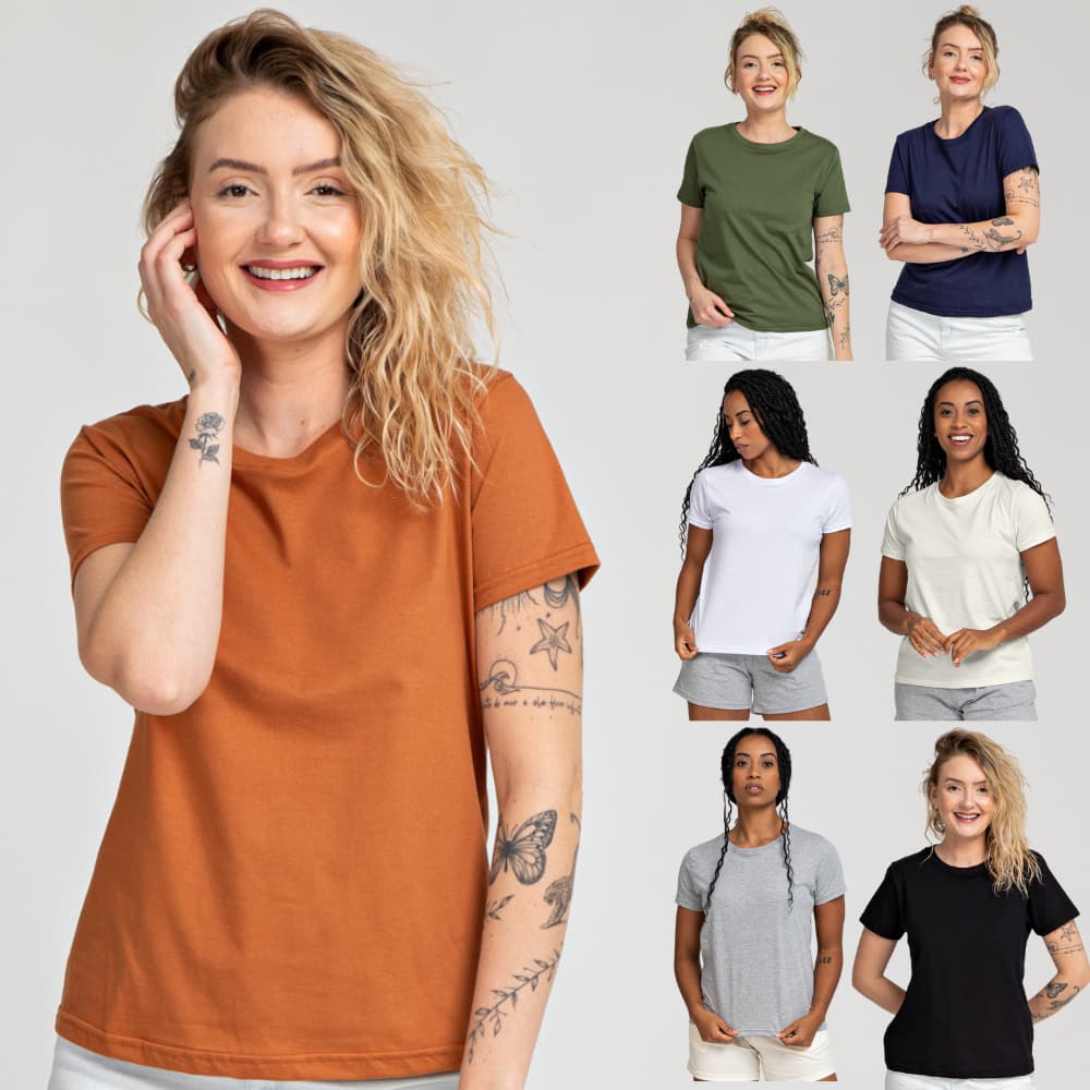 Camiseta Feminina de Algodão Premium Universo Básico