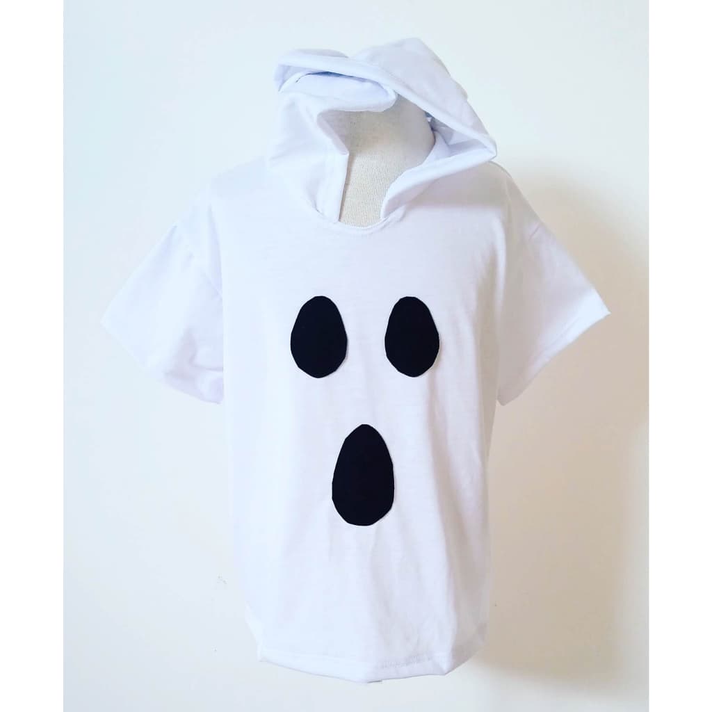 camiseta fantasma infantil halloween panico com capuz