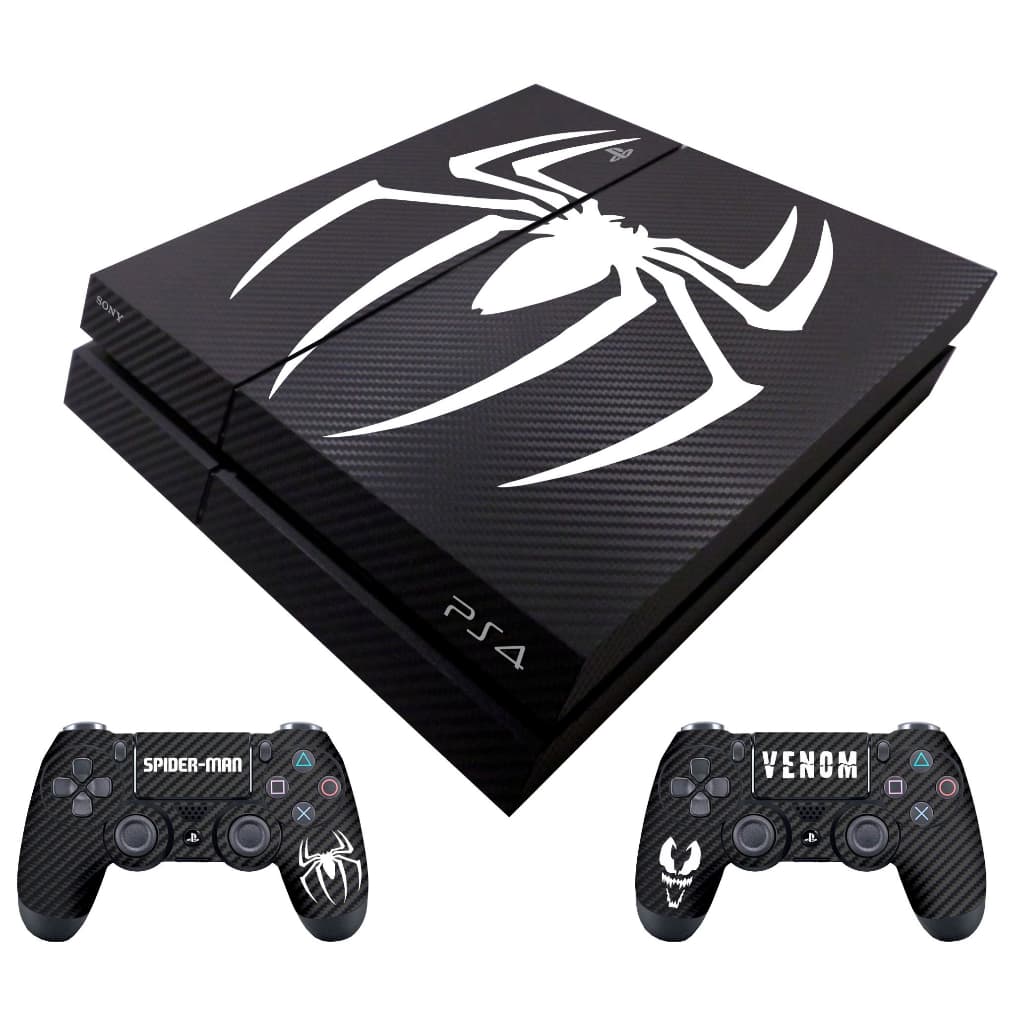 Kit Skin - Adesivo Carbono Compatível com Play 4 Fat Homem Aranha + 2 Skins compativel com os Controles